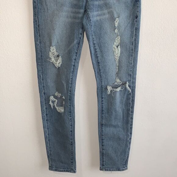 Frame Le Garçon Distressed Beldon Rips Cropped Straight Leg Jeans Sz 24 - Picture 4 of 11